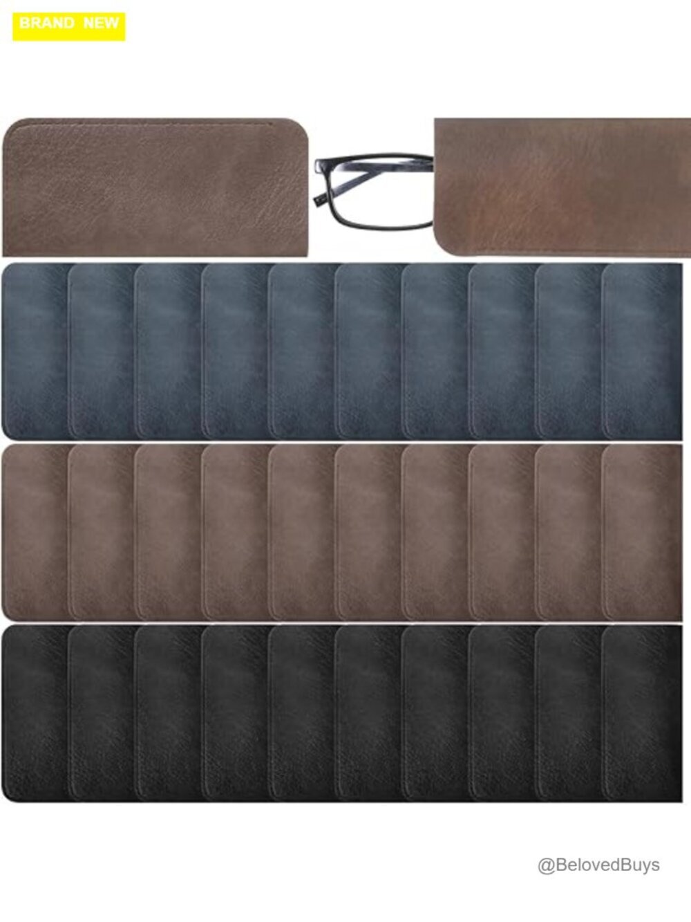 30 Soft Leather Eyeglass Cases Slim Portable Pouch for Reading Sunglasses Travel